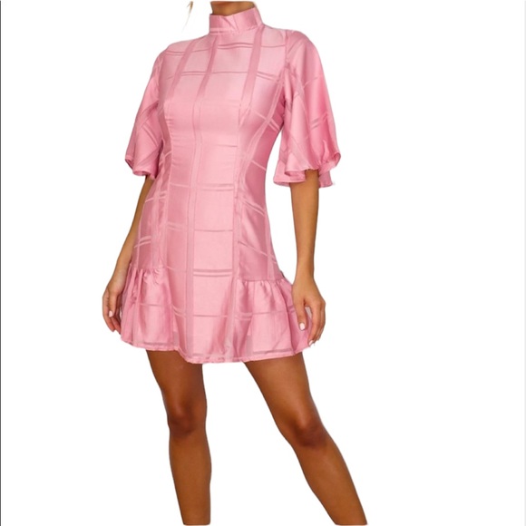 Missguided Pink Plaid Flutter Sleeve SteamPunk Grunge Barbie Skater Dress Size 8 - Picture 13 of 13